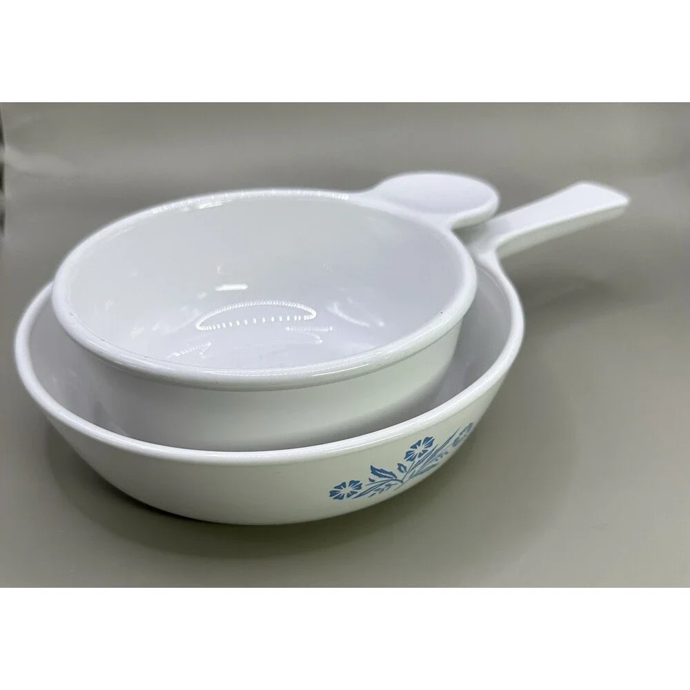 Vintage Corning Ware Grab-It P-150-B 15 oz Bowl & 6½” Baker Blue Floral USA